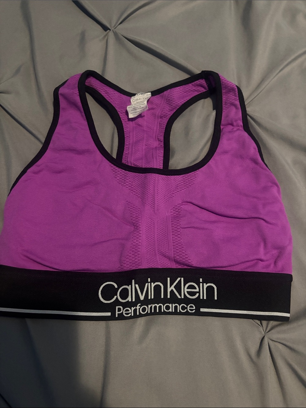 Calvin Klein Purple Racerback Sports Bra with Black Trim